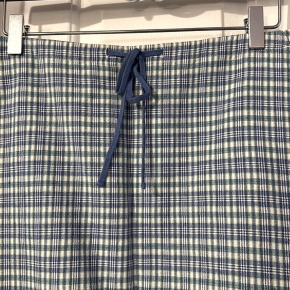 Women Boston Proper Blue Plaid Tie Top Cotton & Linen Skirt Size 8 - Picture 3 of 7
